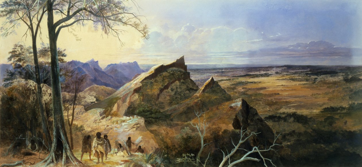Avustralya Peyzajında Aborjinler by George Rowe
