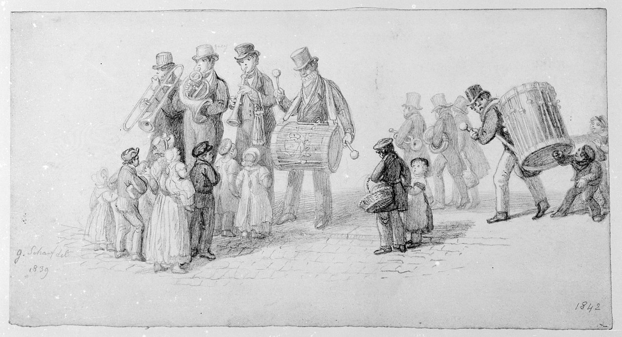 Londra Sokak Bandosu, 1839 by George Snr Scharf