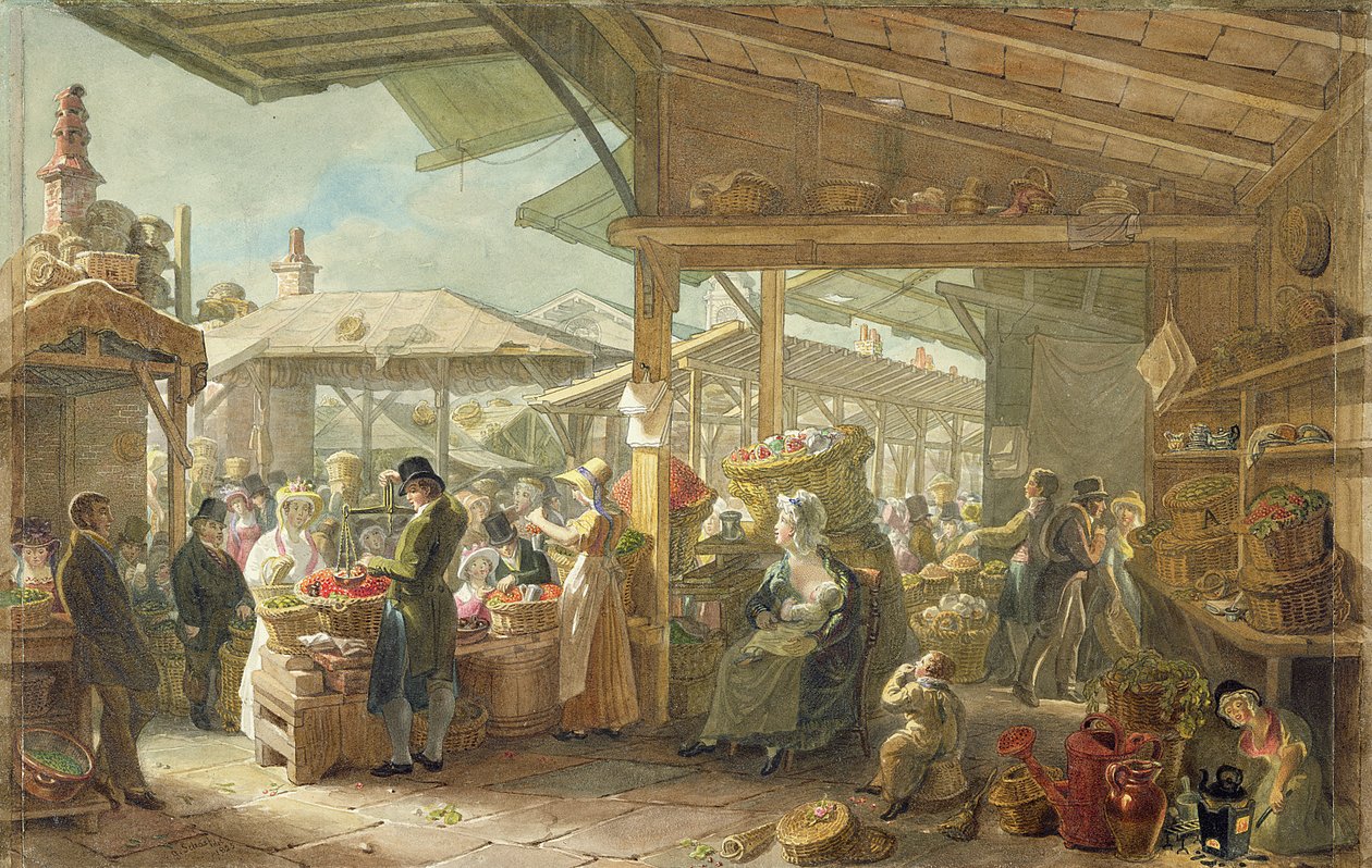 Eski Covent Garden Pazarı, 1825 by George Snr Scharf