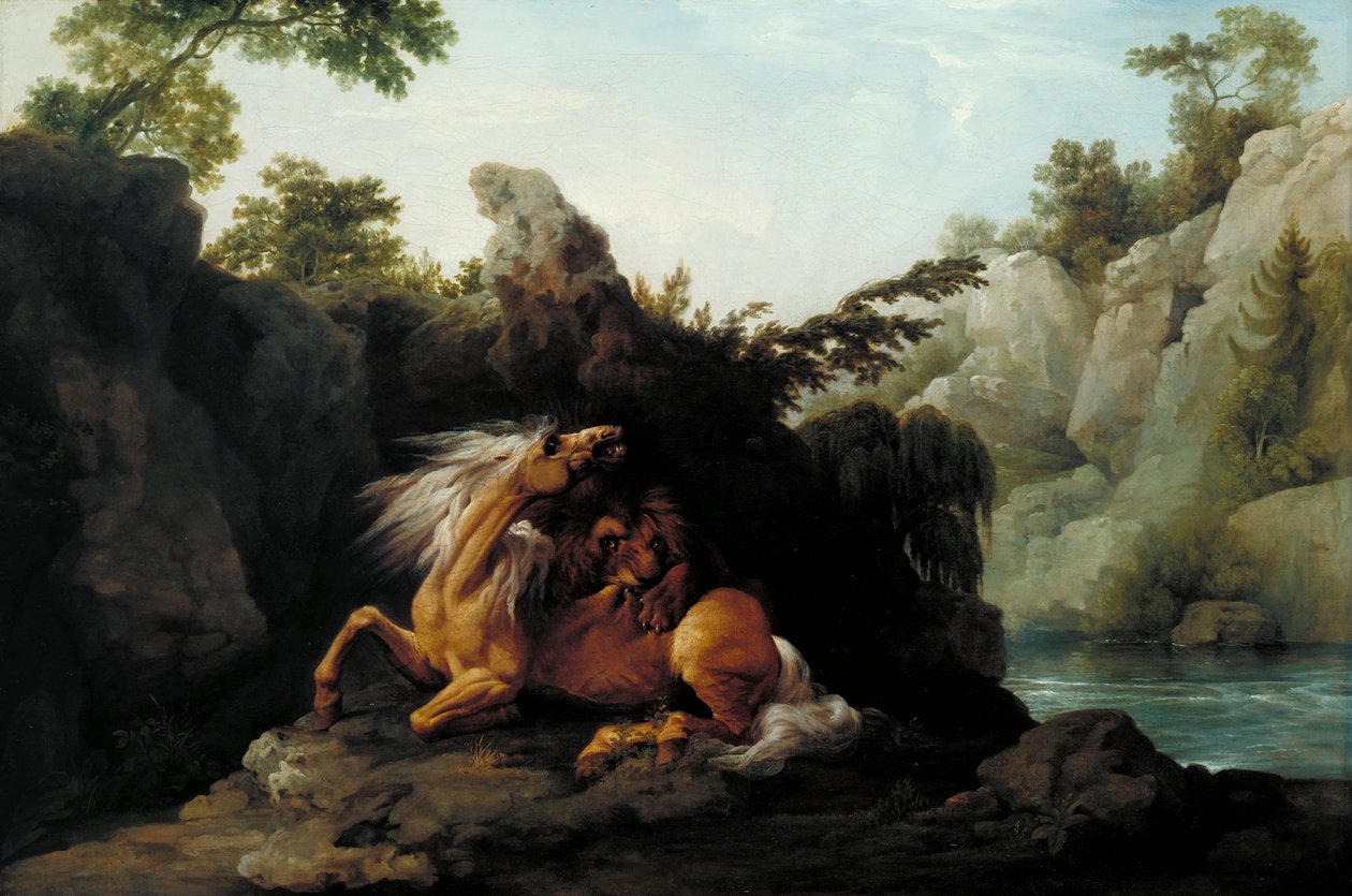Aslan tarafından yutulan at by George Stubbs