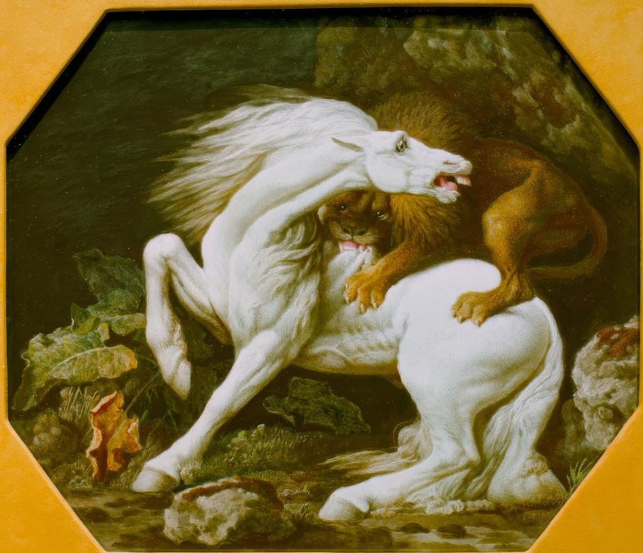 Bir ata saldıran aslan by George Stubbs
