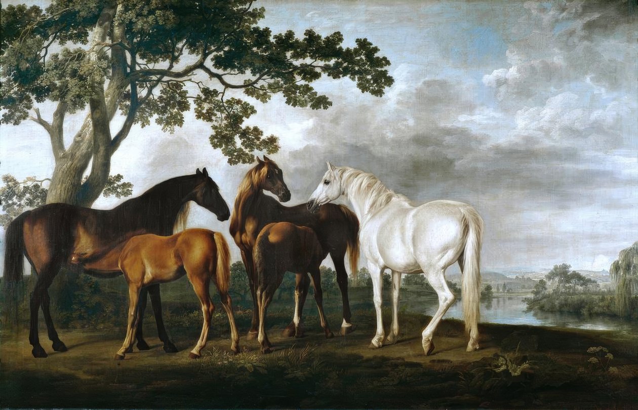 Nehir Manzarasında Kısraklar ve Taylar by George Stubbs