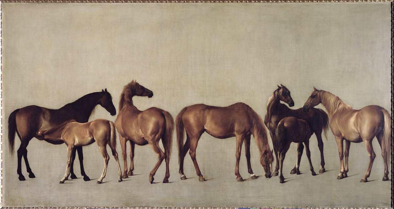 Arka Planı Olmayan Kısraklar ve Taylar, c.1762 by George Stubbs