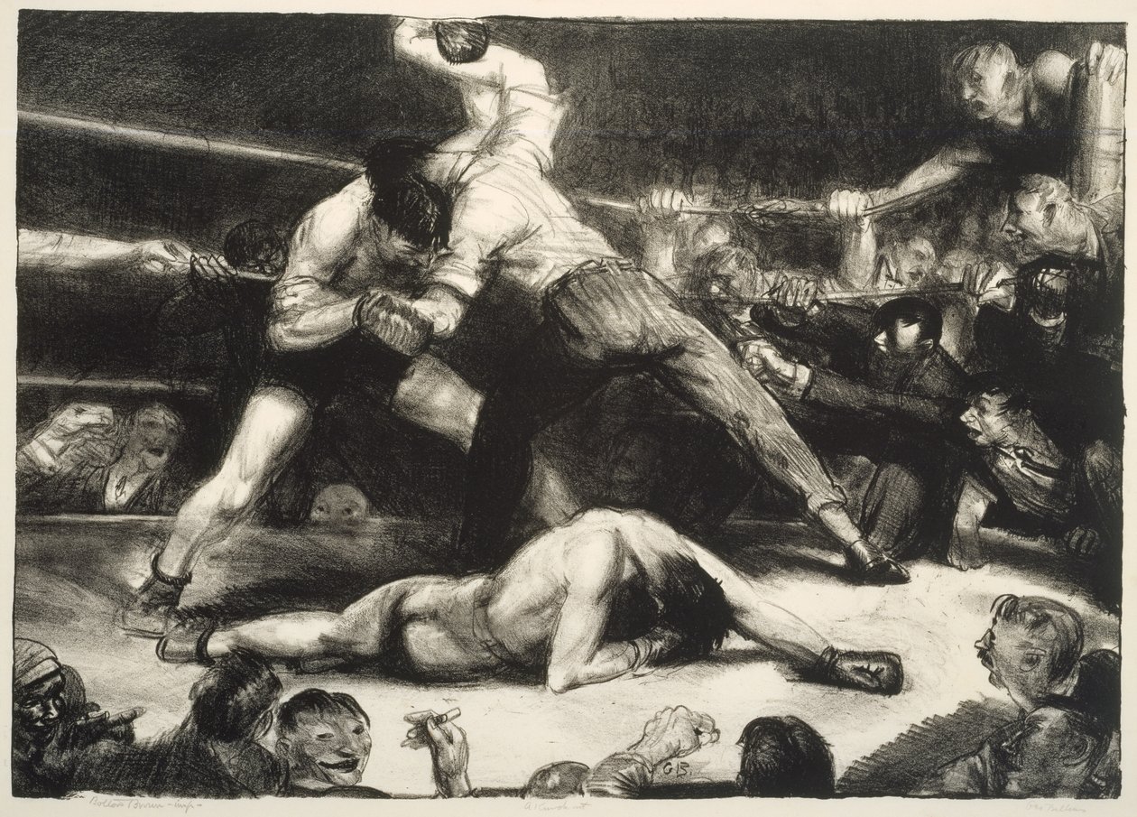 Bir Knock-Out, 1921 (chine-colle ile lito) by George Wesley Bellows