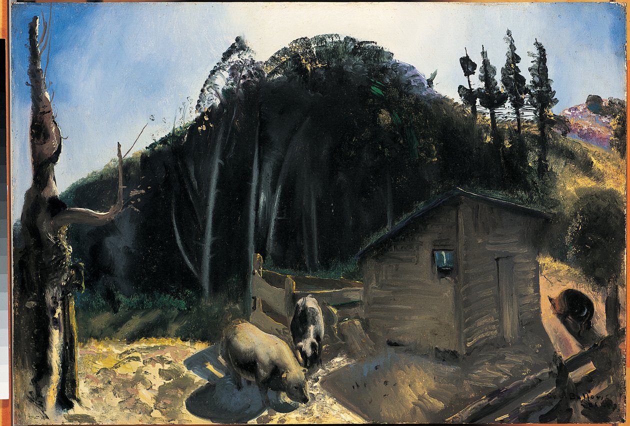 Üç Domuz ve Bir Dağ, 1922 dolayları by George Wesley Bellows