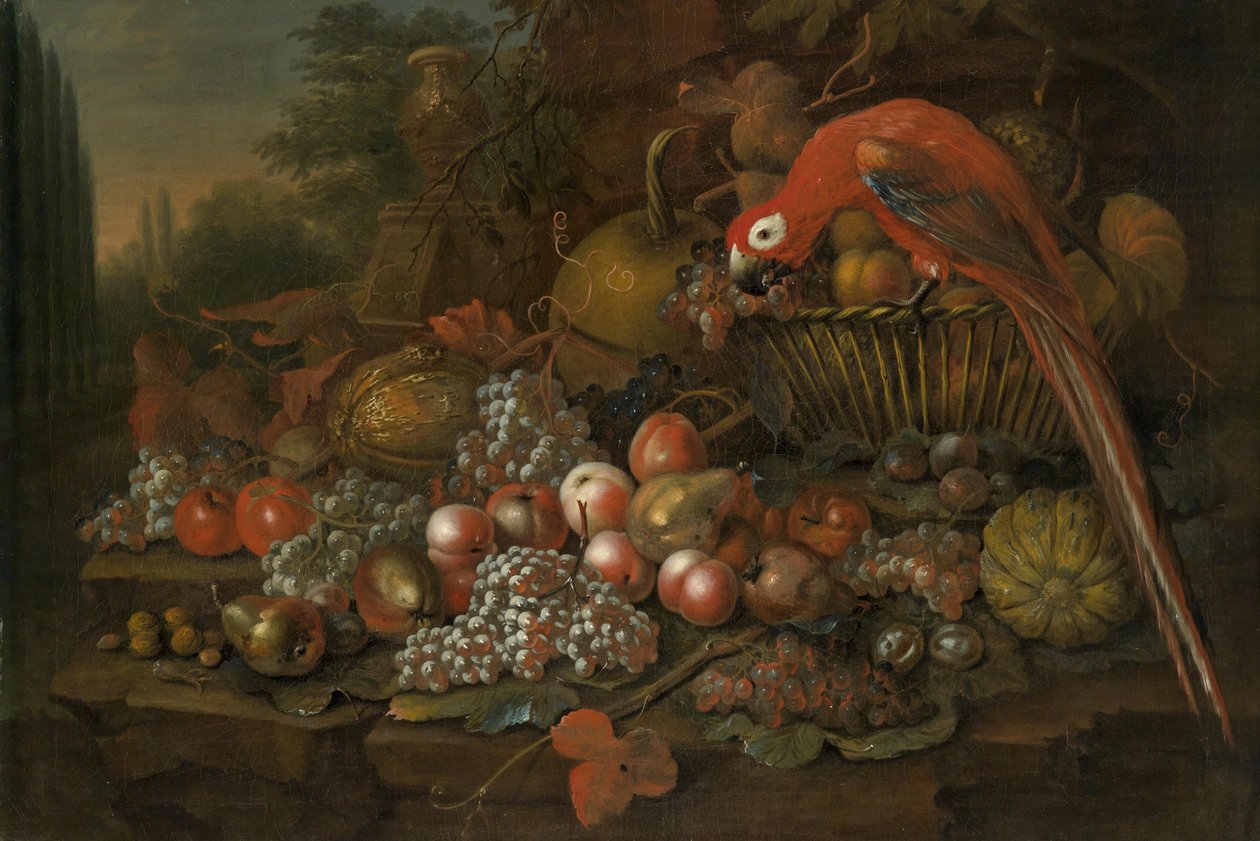 Meyve ve papağan ile natürmort by William Sartorius