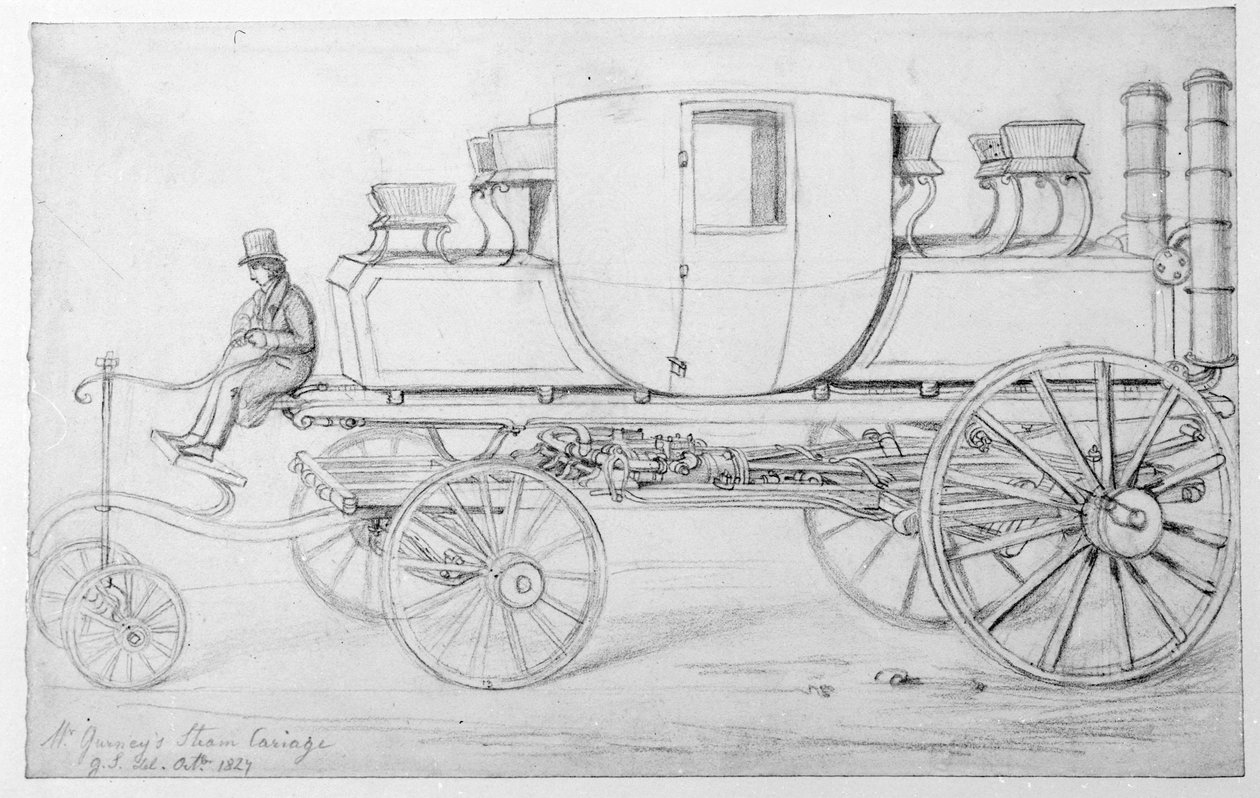 Gurney'nin Buharlı Arabası, 1827 by George the Elder Scharf