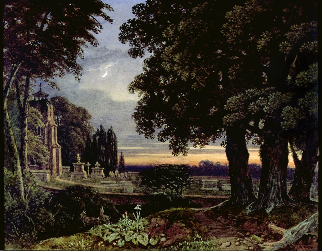Ay Işığı, Bir Kilise Avlusunda Düşünceler by George the Younger Barret