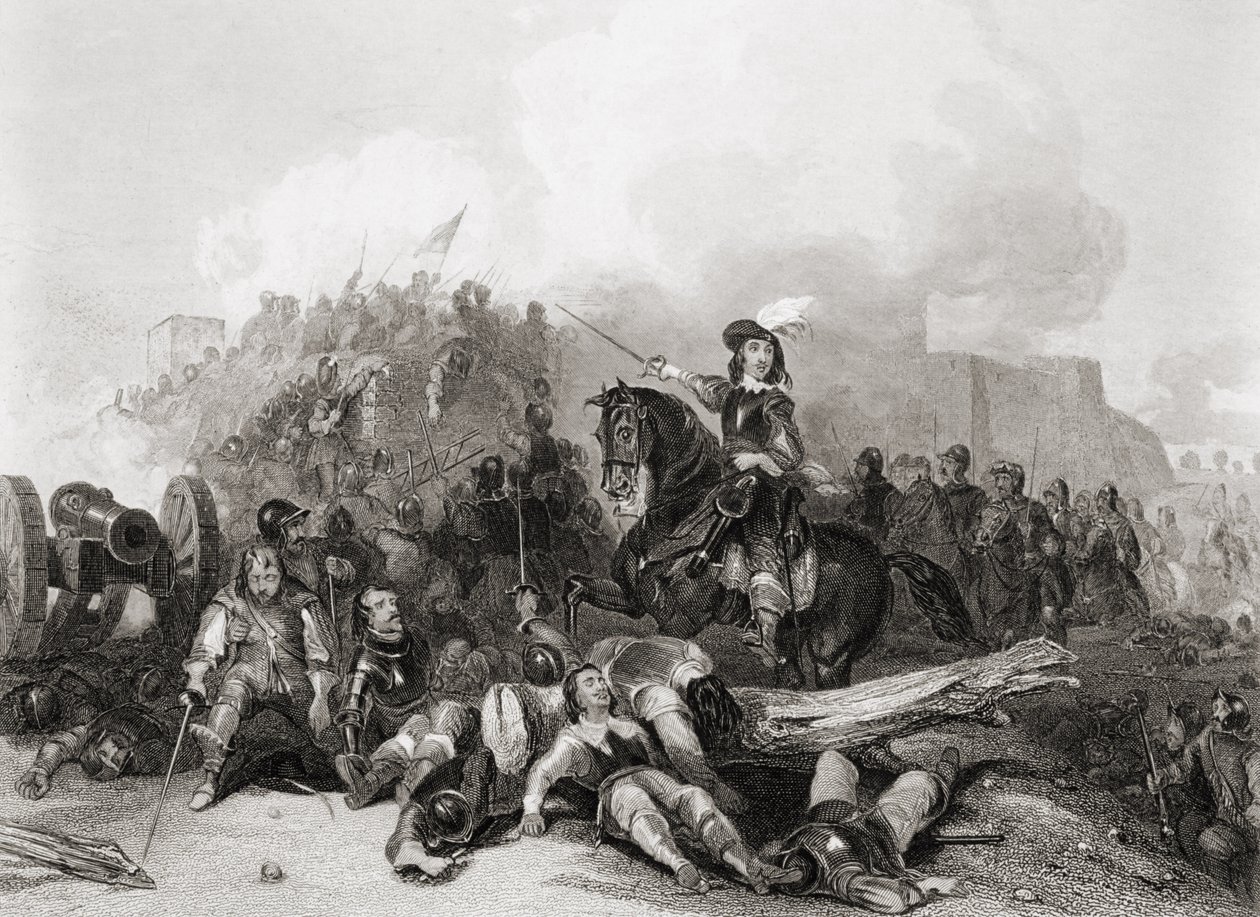 Bristol Fırtınası, 26 Temmuz 1643, J.C. Varrall tarafından gravür (gravür) by George (after) Cattermole