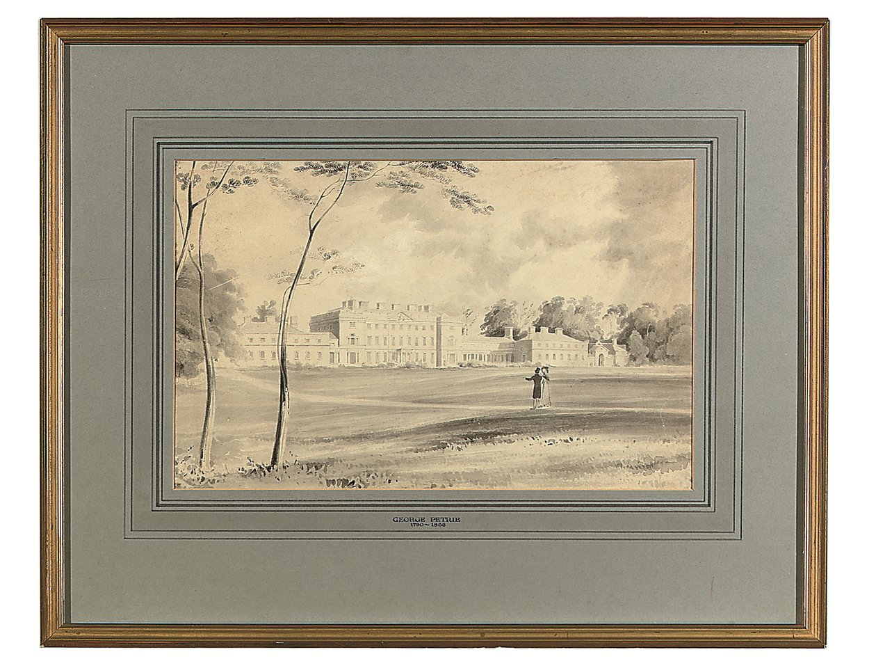 Carton House, Co. Kildare, Leinster Dükü'nün koltuğu (kalem ve gri yıkama) by George (after) Petrie