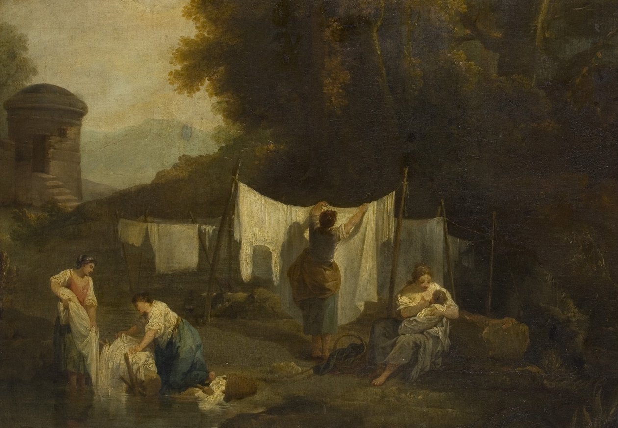 Ağartma alanları (Çamaşır yıkayan köylüler) by George (attr.to) Romney