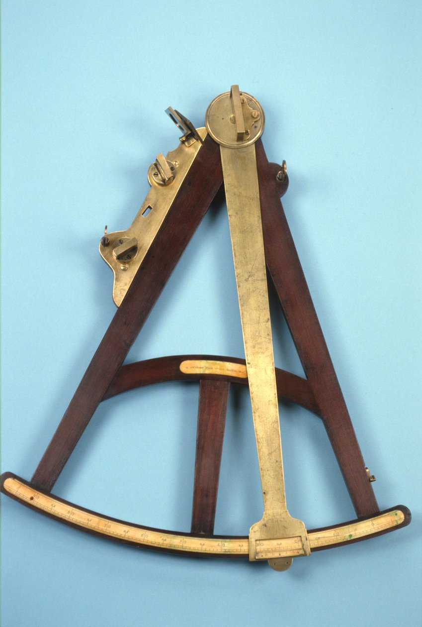 18 inç Hadley kadran veya oktant, c.1760 (ahşap, pirinç ve cam) by George Adams