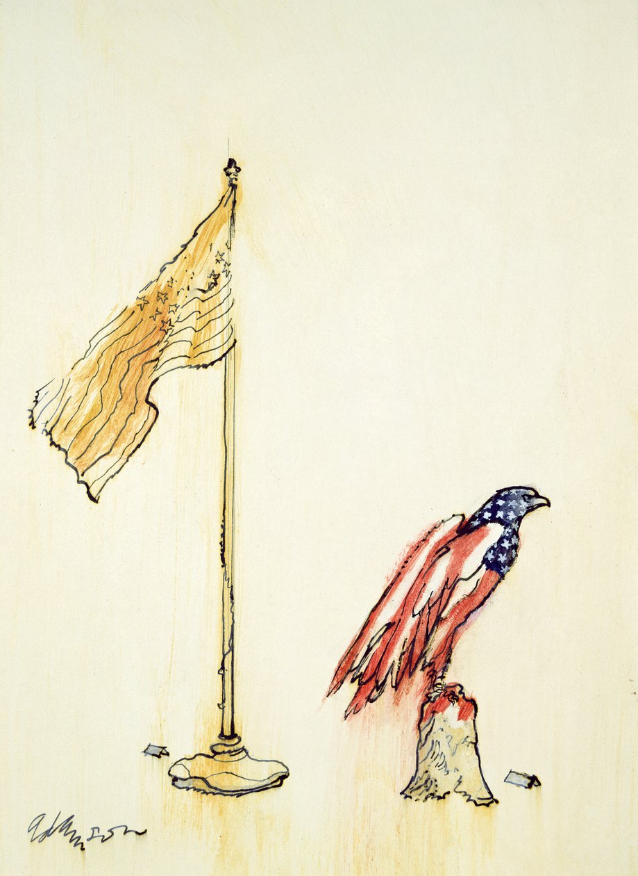 American Eagle, 1985 ABD bayrağı renklendirmesini satın aldı (gemide kalem ve renkli yıkama) by George Adamson