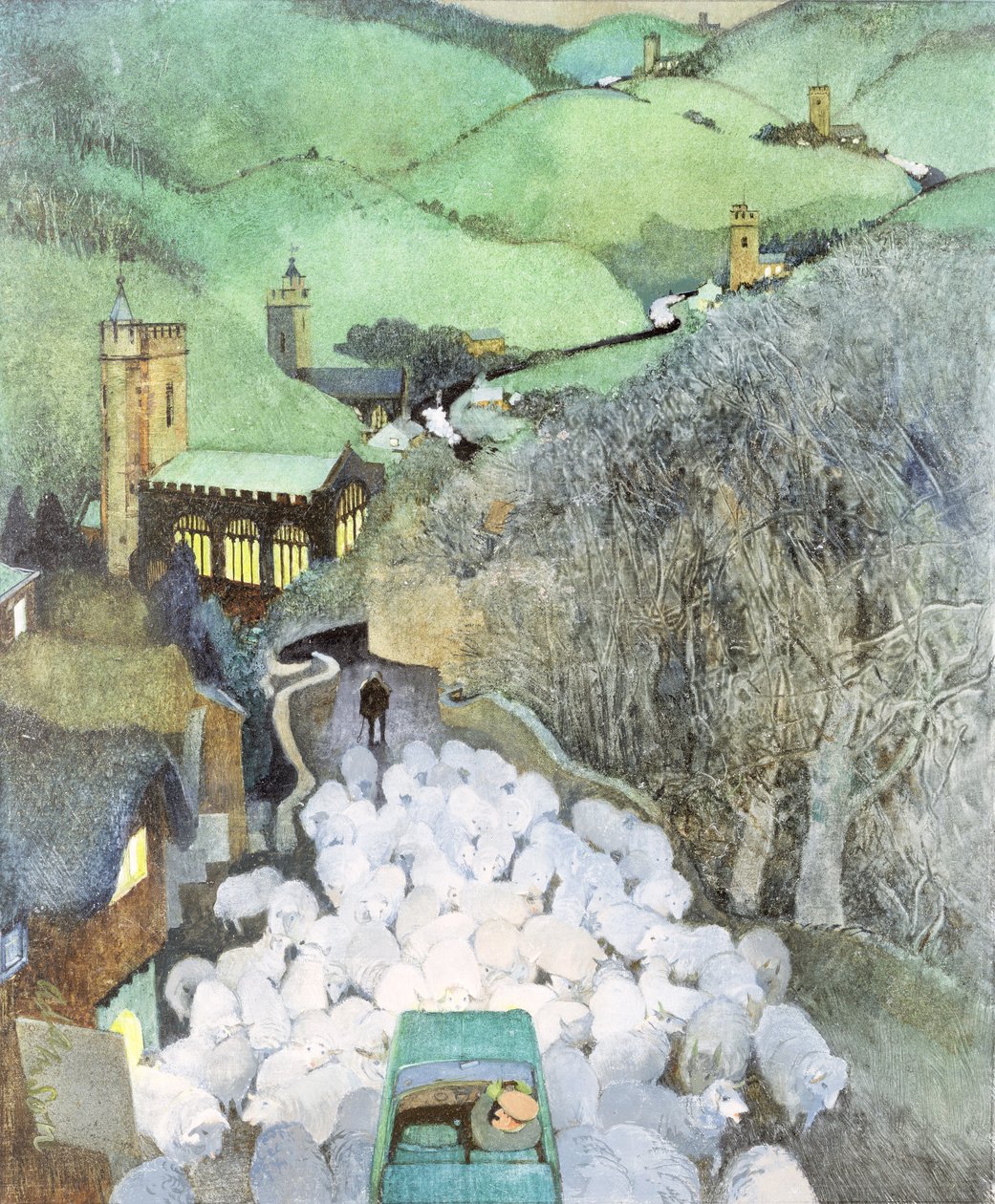 Yoldaki Koyun, (Punch dergisi kapağı için komisyon) by George Adamson