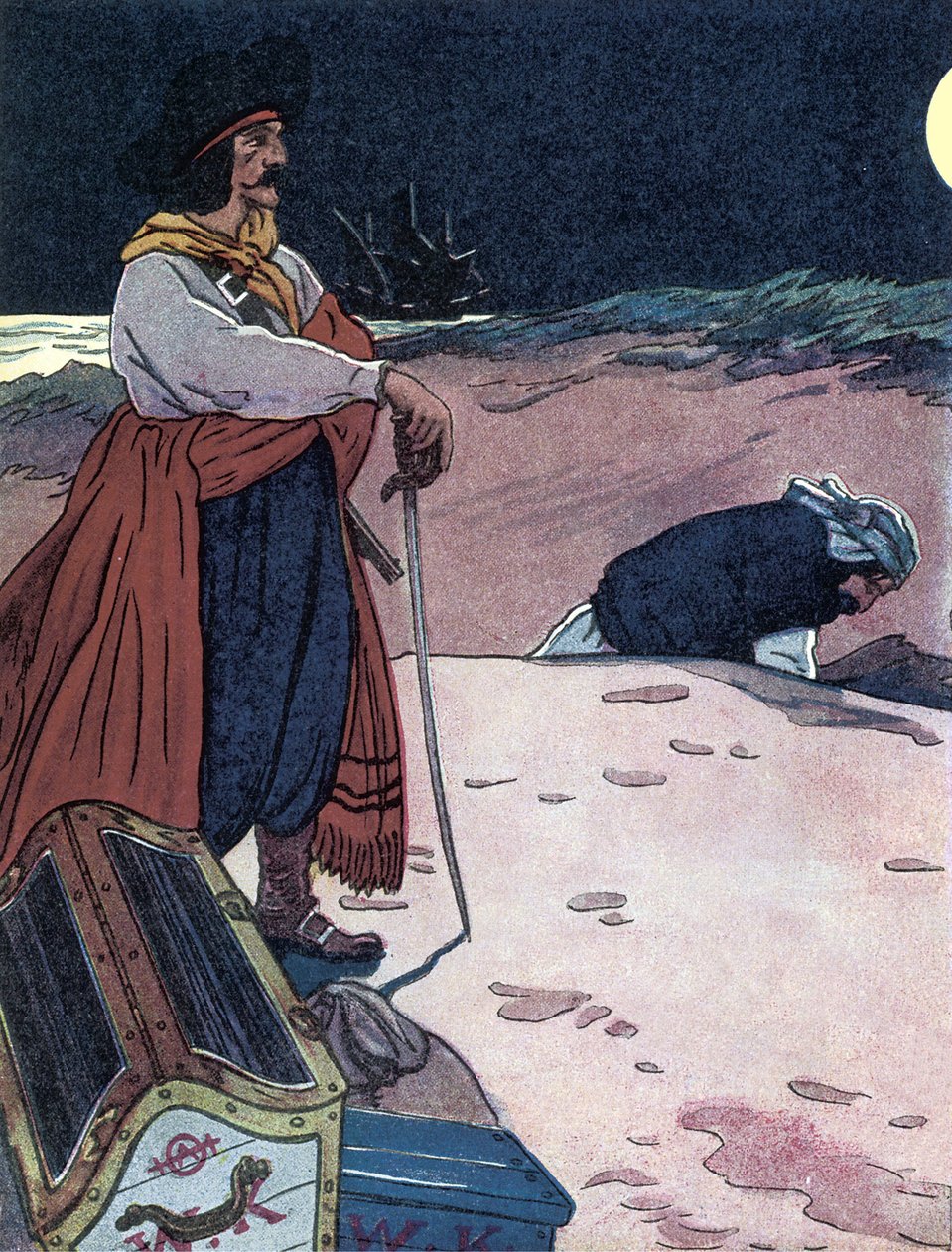 Hazine gömüldü George Albert Williams (1875-1932) 1914 "Korsanların erkek kitabı" ndan illüstrasyon by George Alfred Williams