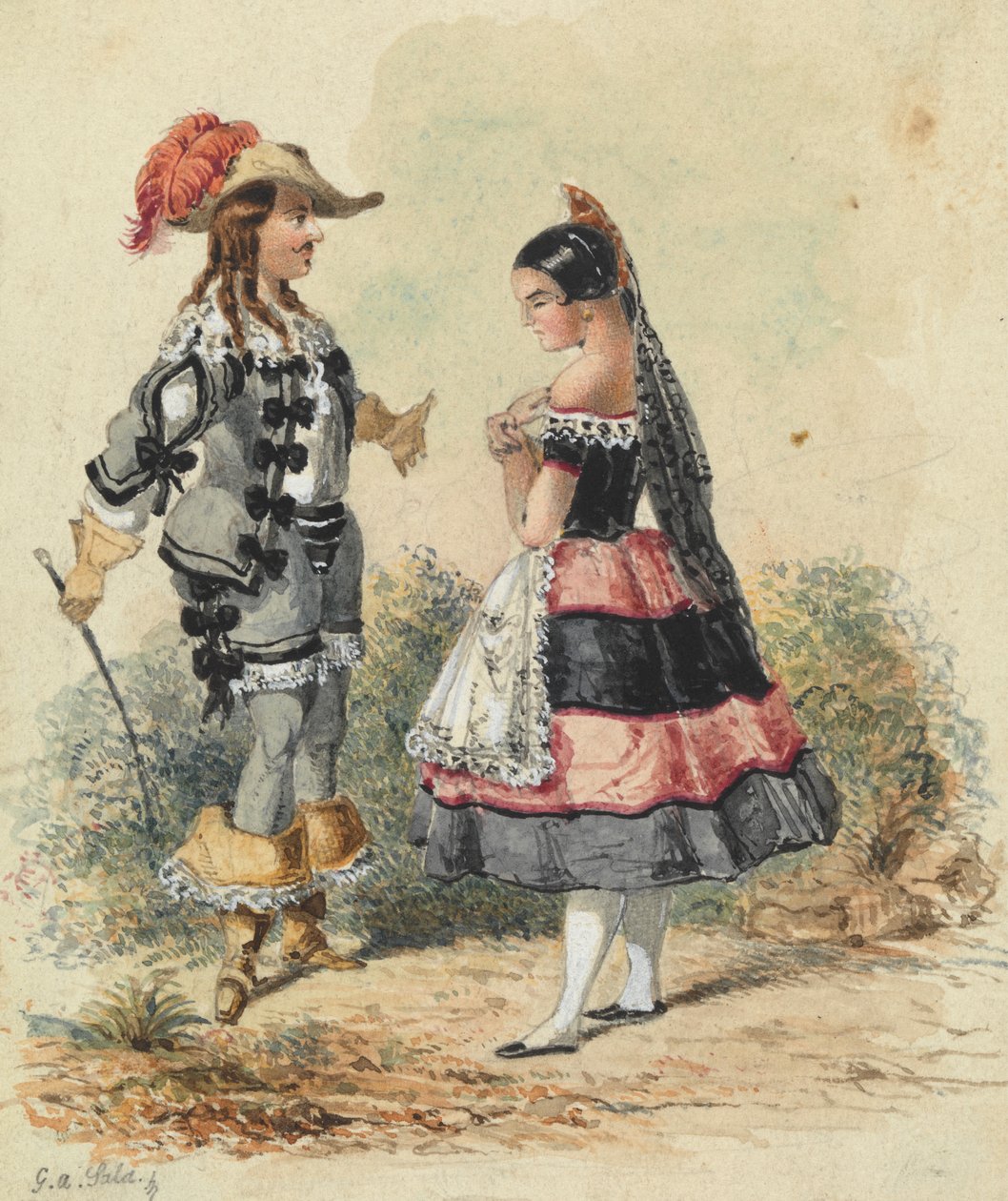 İspanyol Kostümlü Şövalye ve Hizmetçi by George Augustus Sala