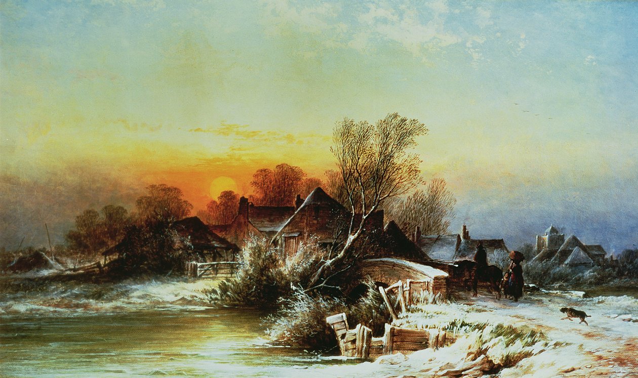 Köstebek üzerinde Kış Akşamı, Surrey by George Augustus Williams