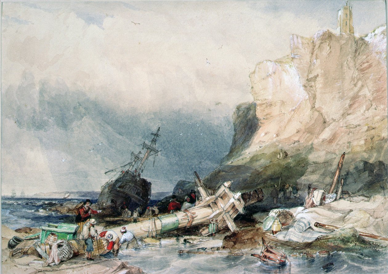 Tynemouth Kalesi, Tyne and Wear, Batık ile by George Balmer