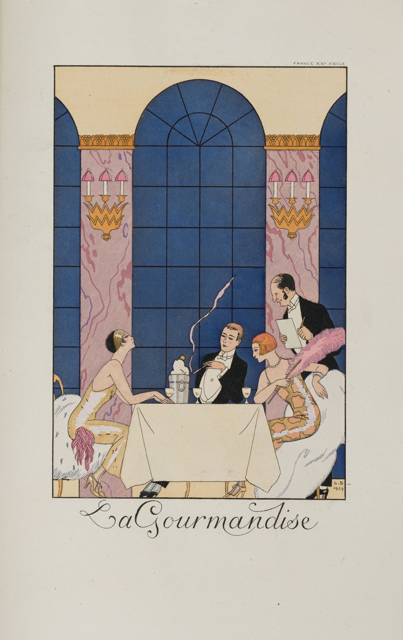 Fırfırlar ve fırfırlar: La Gourmandise, 1924. by George Barbier