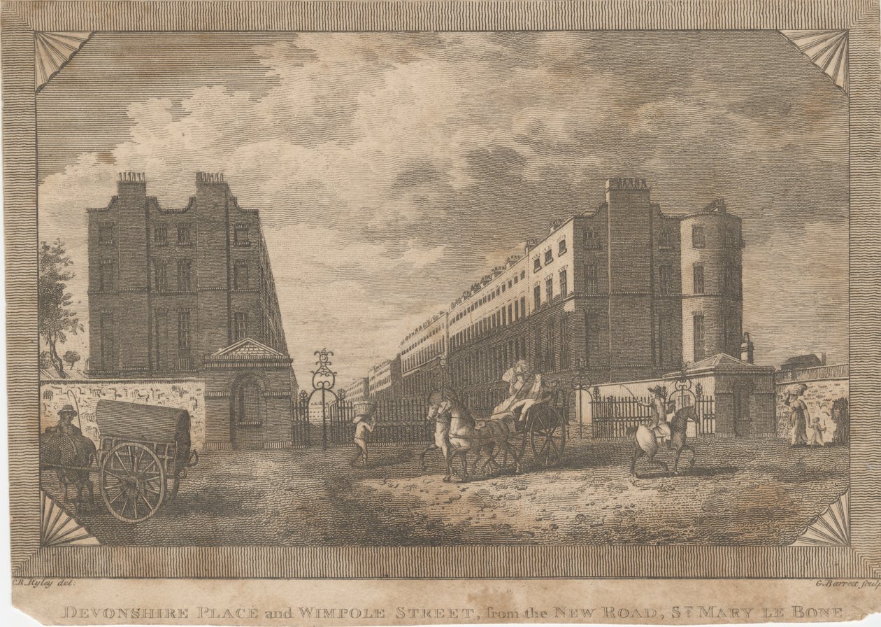 New Road'dan Devonshire Place ve Wimpole Caddesi, St. Mary Le Bone by George Barret