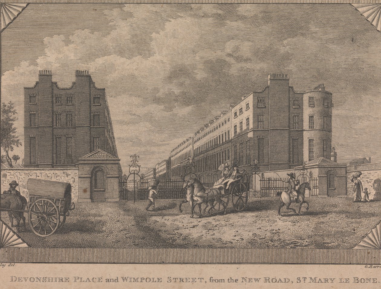 New Road'dan Devonshire Place ve Wimpole Caddesi, St. Mary le Bone by George Barret