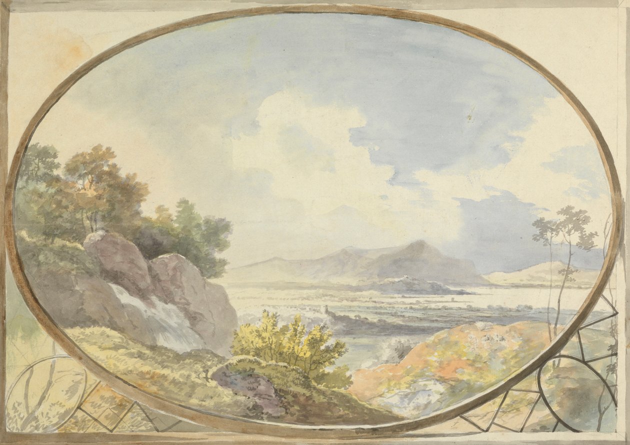 Oval İçinde Manzara Seti (Oval Pencereden Dağ Manzarası) by George Barret