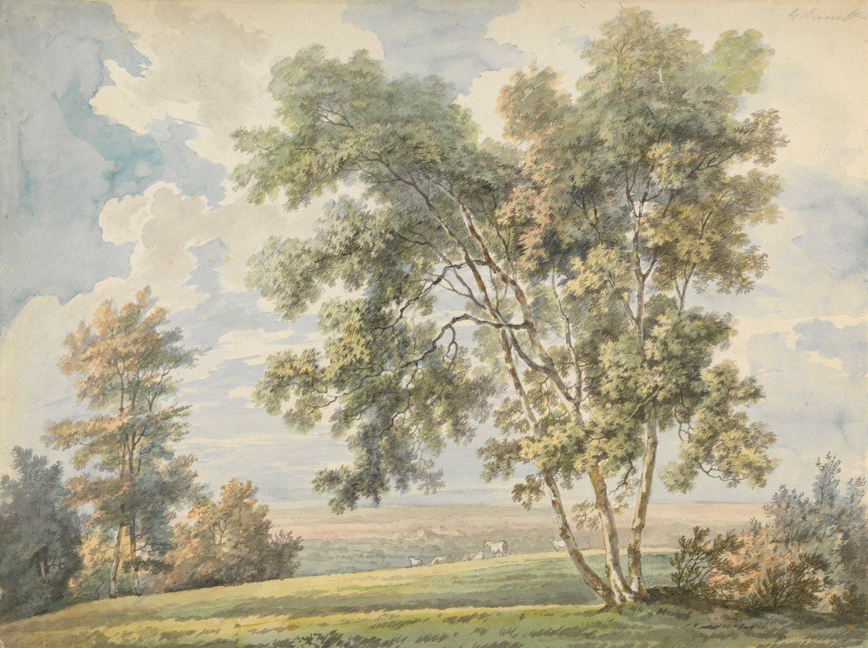 Ağaç ve Koyunlu Manzara (Koyunlu Park Manzarası) by George Barret