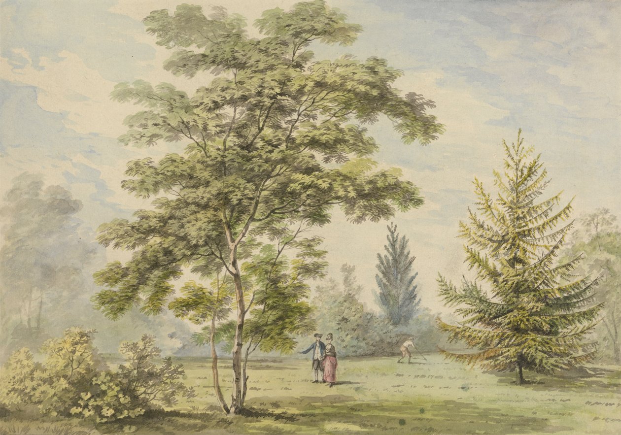 Akasya Ağacı - Bir Parktaki Figürler by George Barret