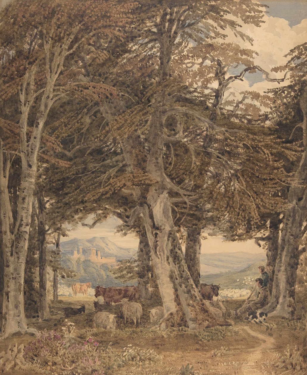 Bir Ormanın Kenarında Dinlenen Sığır ve Koyun, ca. 1840. by George Barret the Younger