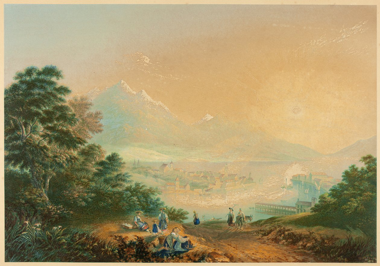 Luzern Gölü, İsviçre by George Baxter