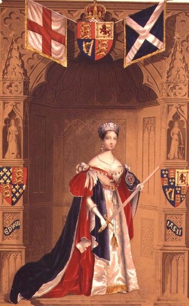 Kraliçe Victoria Jartiyer Ahırında (renkli taş) by George Baxter