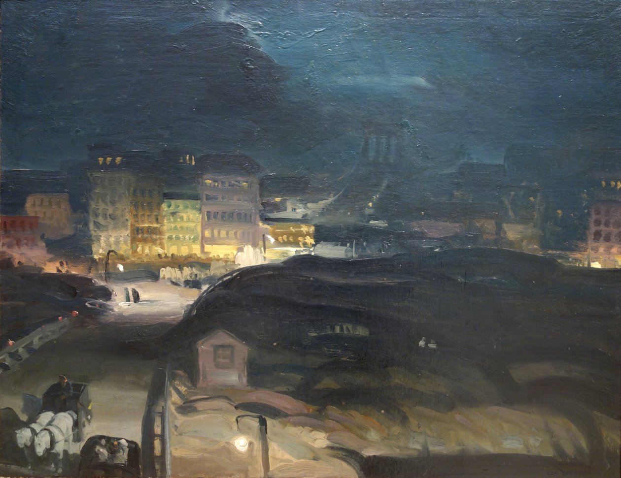 Gece Köprüye Yaklaşım by George Bellows
