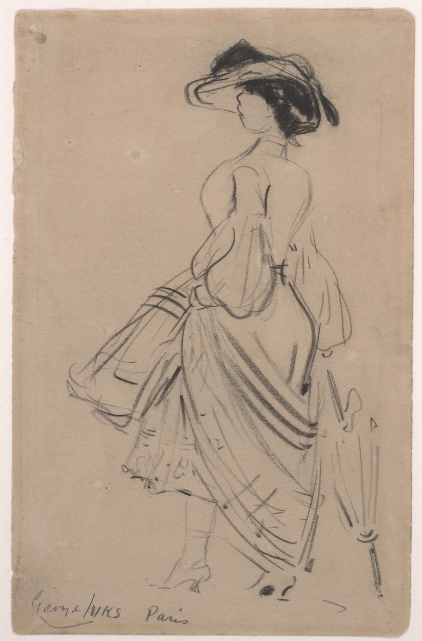 Lady of Fashion (kağıt üzerinde kömür) by George Benjamin Luks
