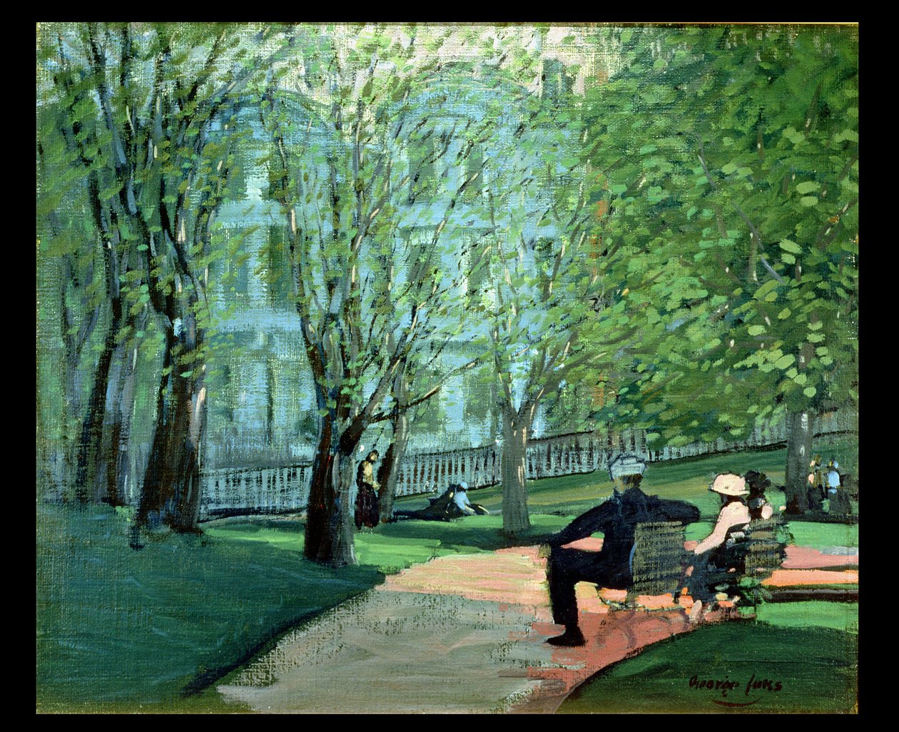 Yaz Günü, Boston Halk Bahçesi, c.1923 (tuval üzerine yağlı boya) by George Benjamin Luks