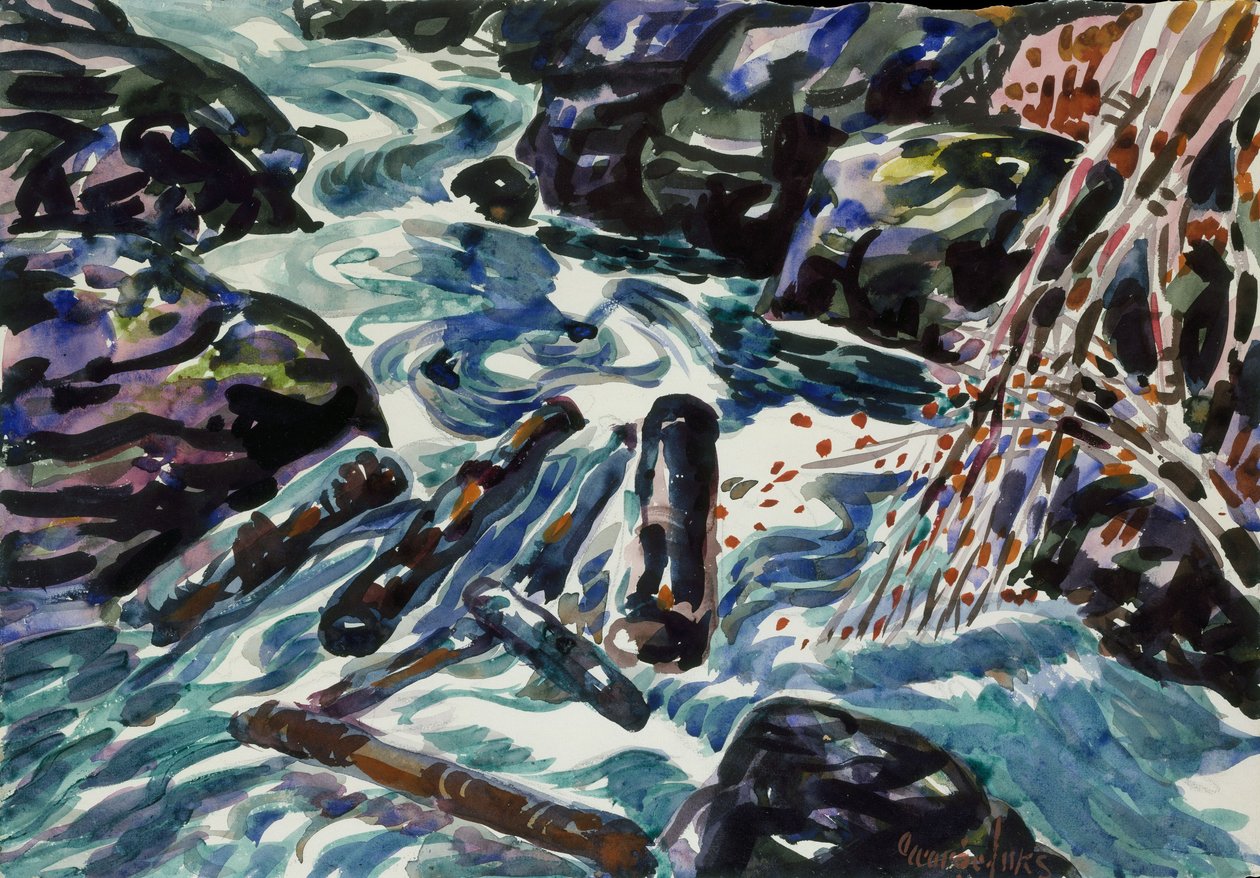 The Brook, Nova Scotia (kağıt üzerine suluboya ve kurşun kalem) by George Benjamin Luks