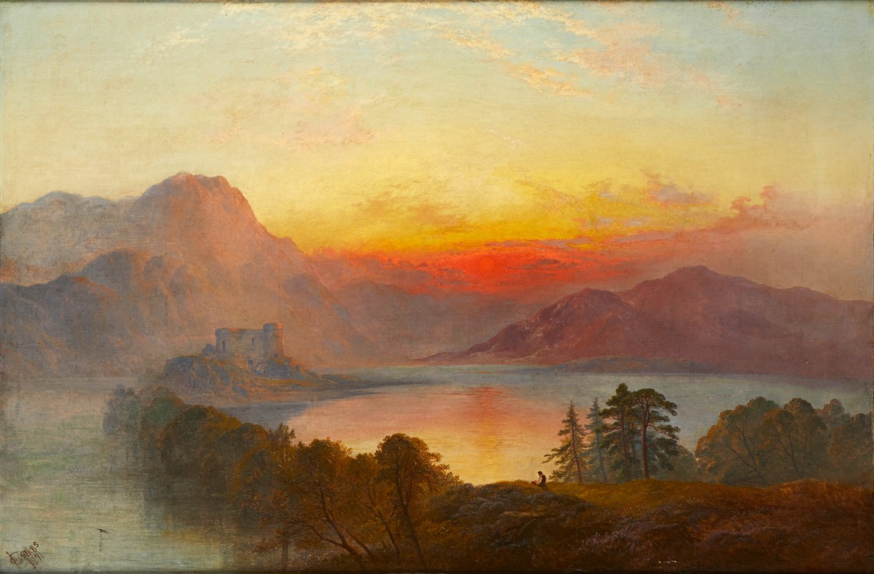 Dunstaffnage Kalesi (tuval üzerine yağlı boya) by George Blackie Sticks