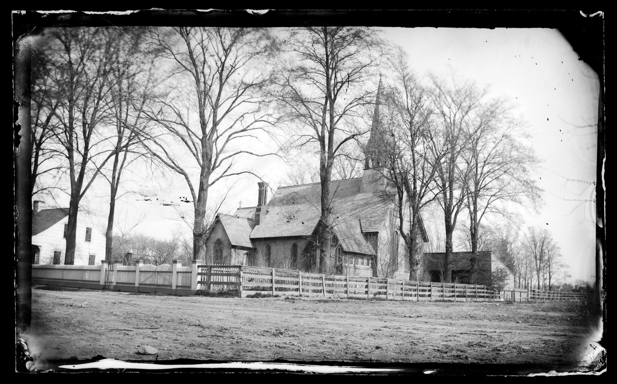 St. Pauls Kilisesi, Flatbush, Brooklyn, 1877 (ıslak-kolodion negatif) by George Bradford Brainerd