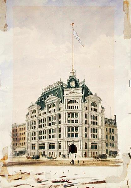 Karşılıklı Hayat Sigortası Şirket Binası (kağıt üzerine sulu boya) by George Browne Post