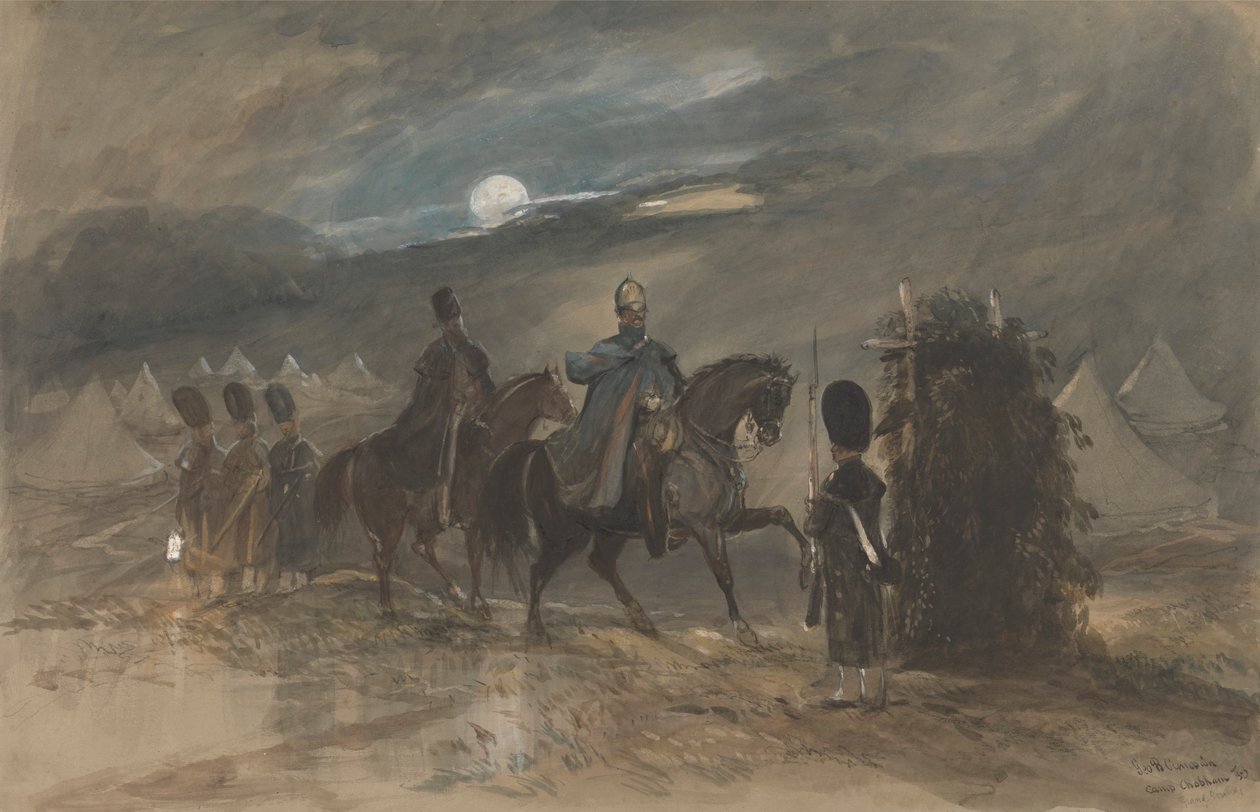 Subaylar ve Nöbetçiler ile Chobham'da Kamp, 1853 by George Bryant Campion