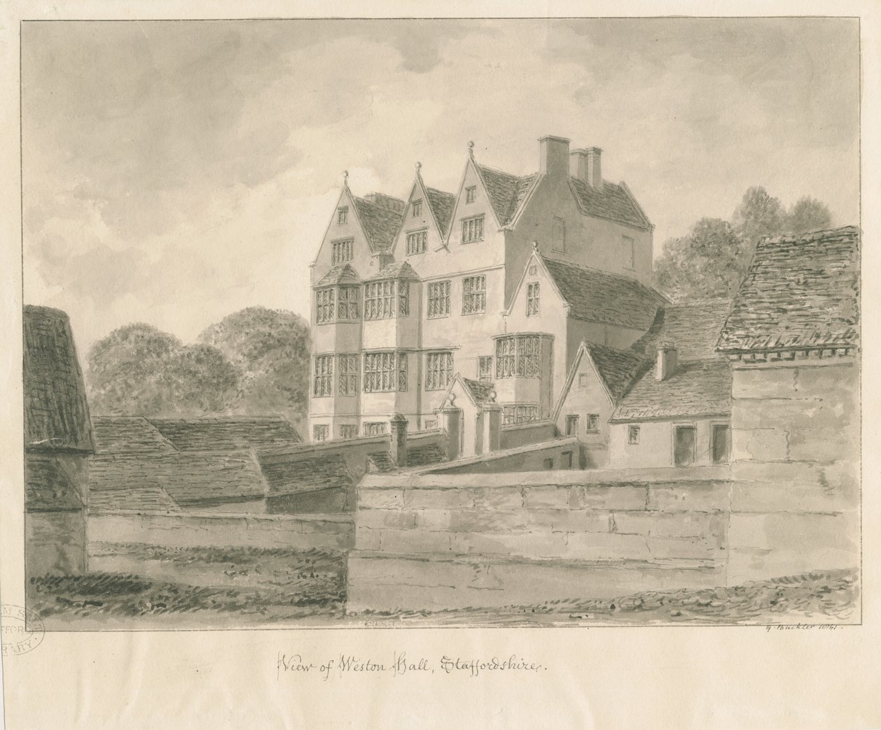 Weston-on-Trent - Salon: sepya çizimi, 1841 by George Buckler