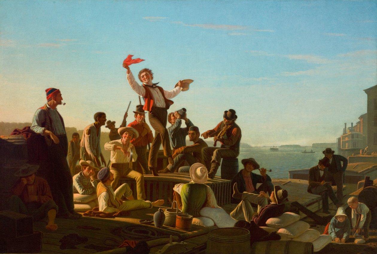 Limanda Neşeli Flatboatmen by George Caleb Bingham