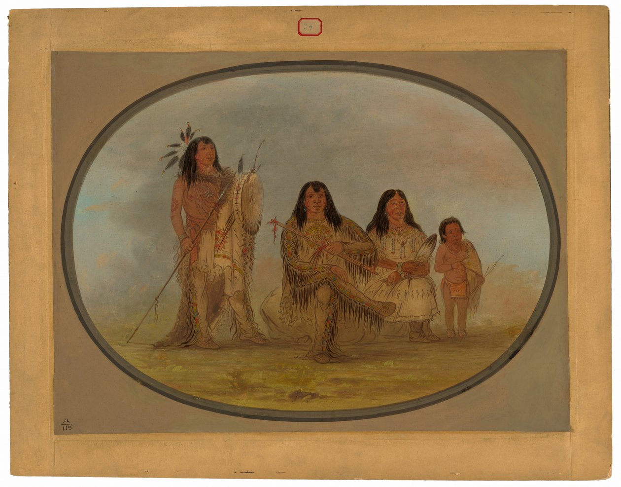 Bir Kara Ayak Şefi, Karısı ve Bir Tıp Adamı by George Catlin