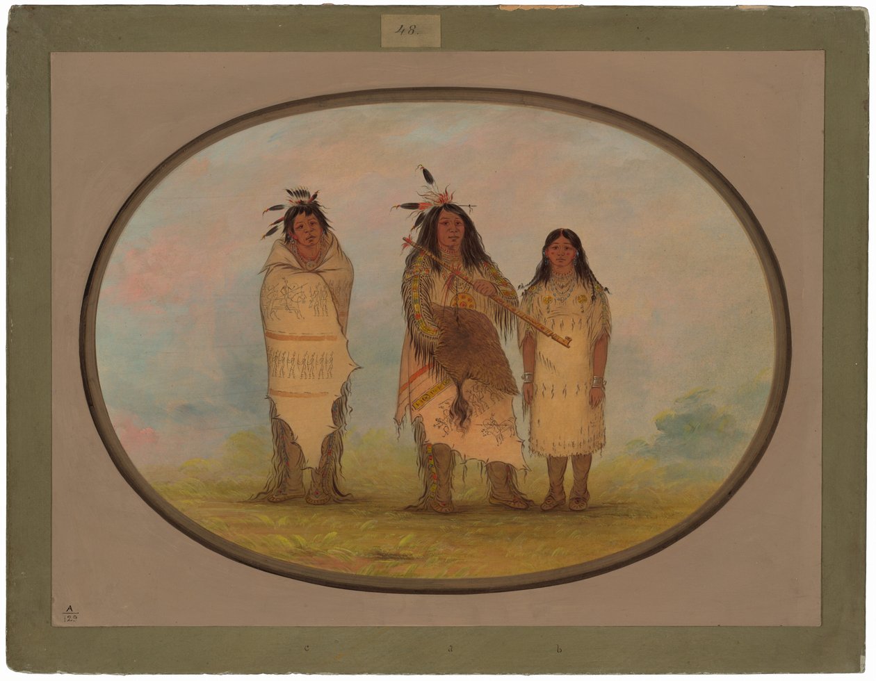 Bir Cheyenne Şefi, Karısı ve Bir Tıp Adamı by George Catlin