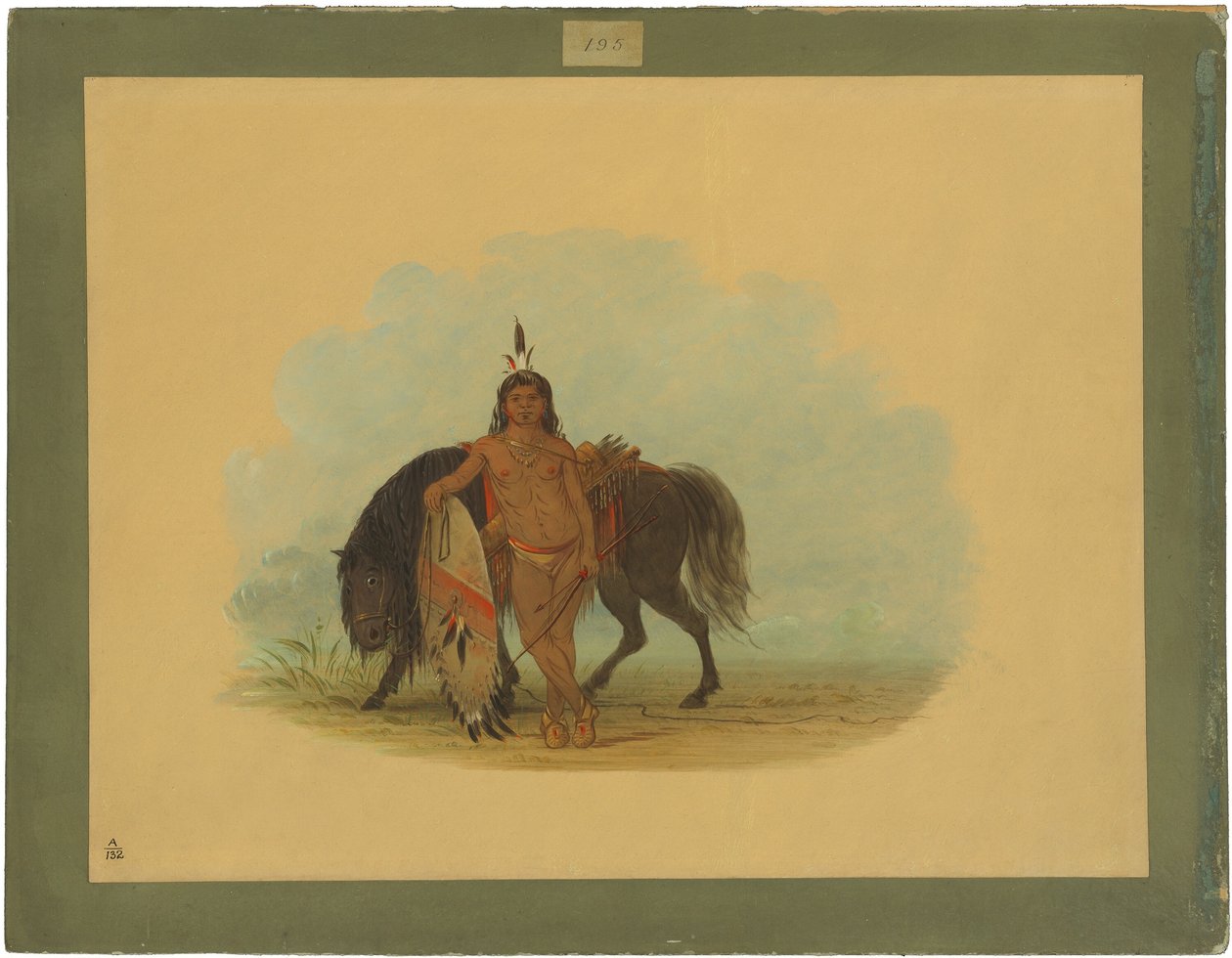 Atını Dinleyen Bir Cheyenne Savaşçısı by George Catlin