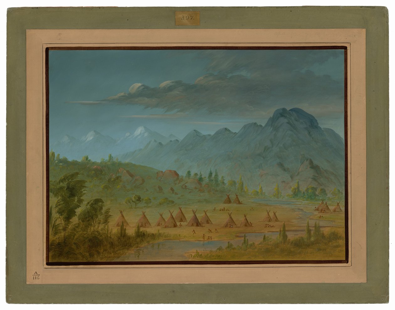 Bir Karga Köyü ve Somon Nehri Dağları by George Catlin