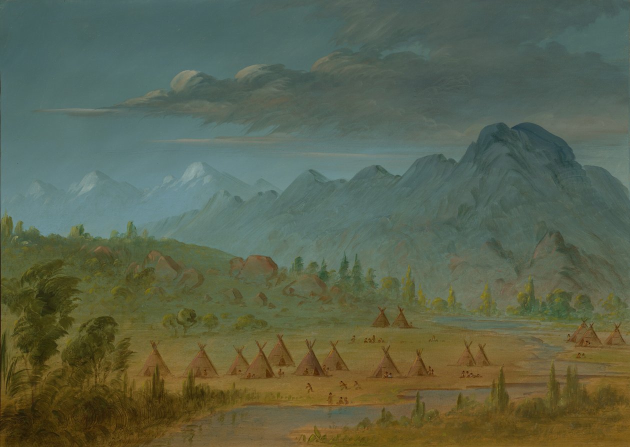 Bir Karga Köyü ve Somon Nehri Dağları, 18551869. by George Catlin