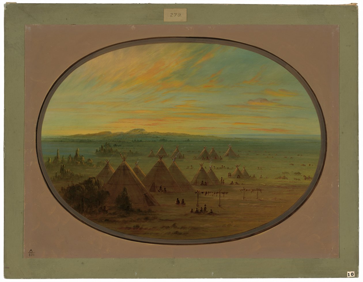 Somon Nehri Üzerinde Bir Karga Köyü by George Catlin