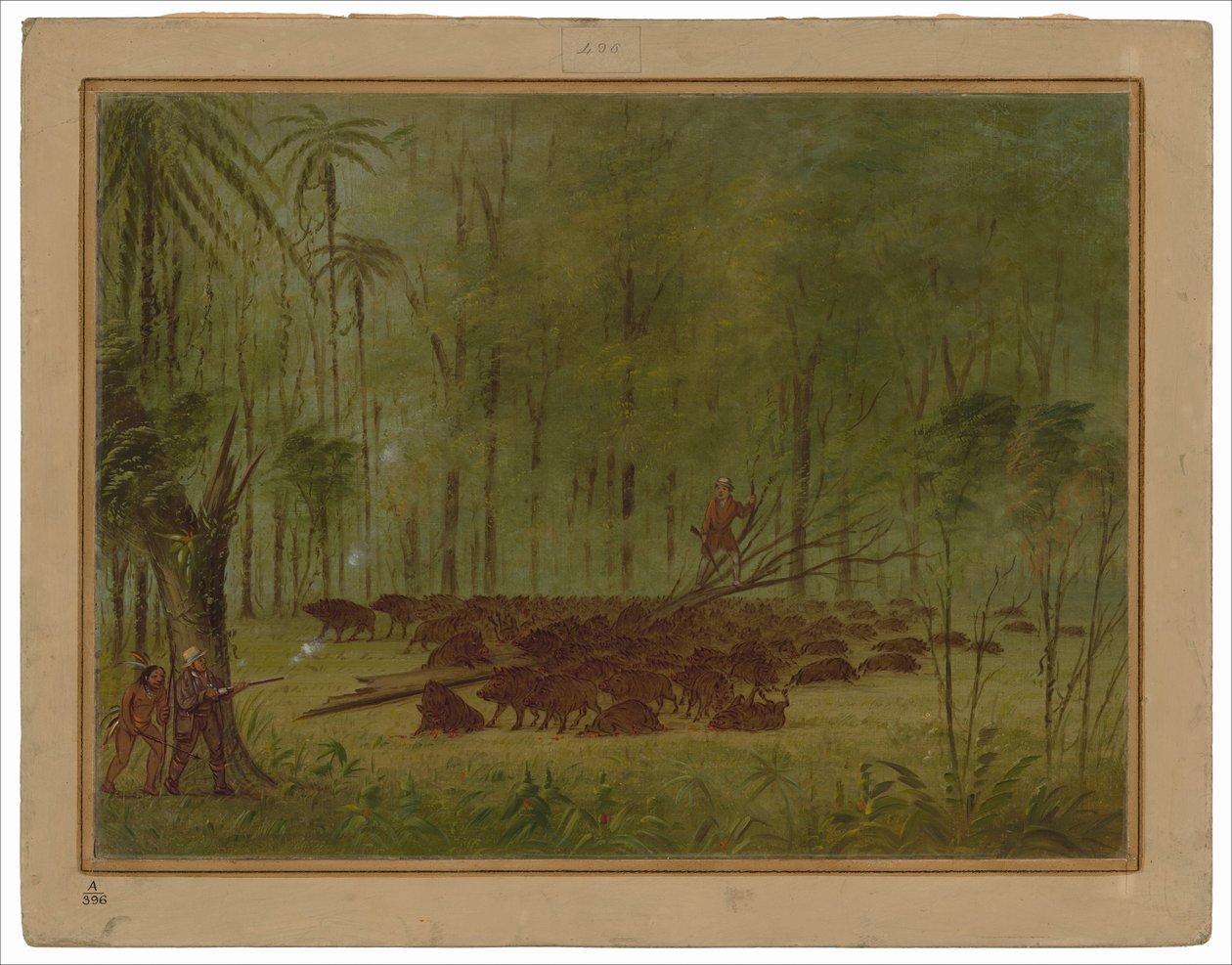 Pekari ile Kavga - Caribbe by George Catlin