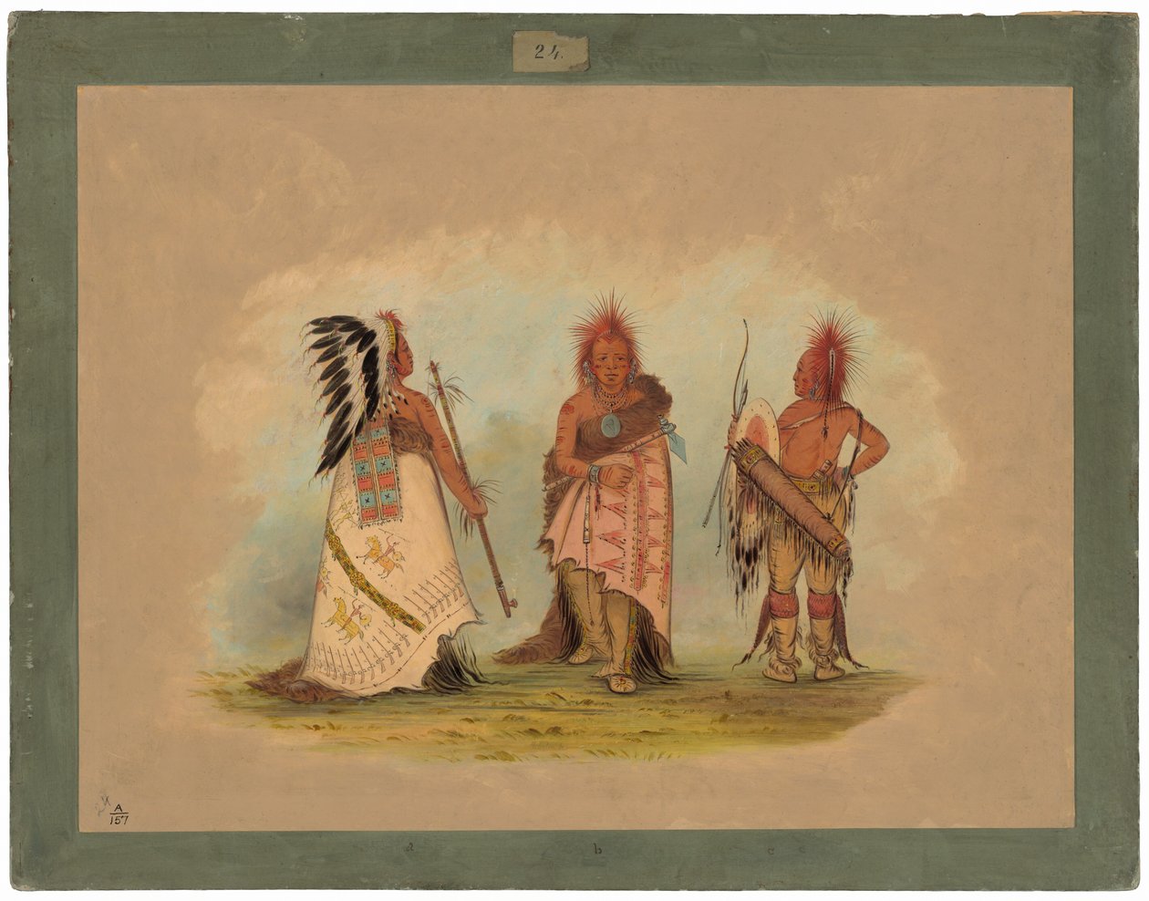 İki Savaşçılı Bir Pawnee Şefi by George Catlin