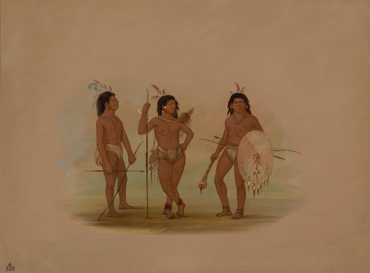 Bir Puelchee Şefi ve İki Genç Savaşçı, 18541869. by George Catlin